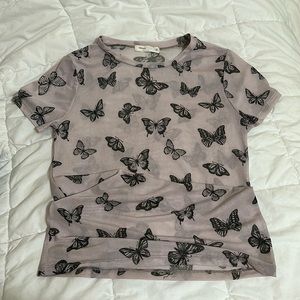 Never worn Sheer butterfly top; perfect to tie up ; size M